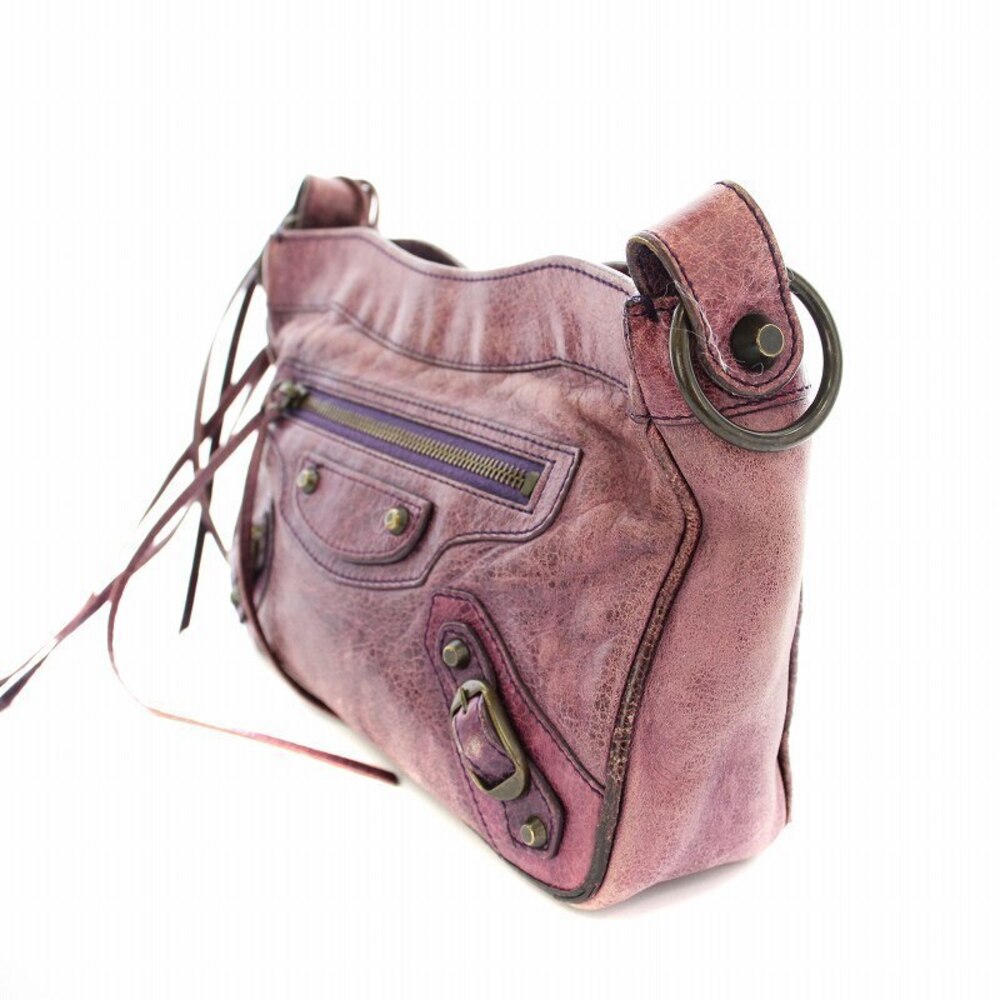 Balenciaga The Giant Hip Pochette Pouch Clutch Leather Purple BM